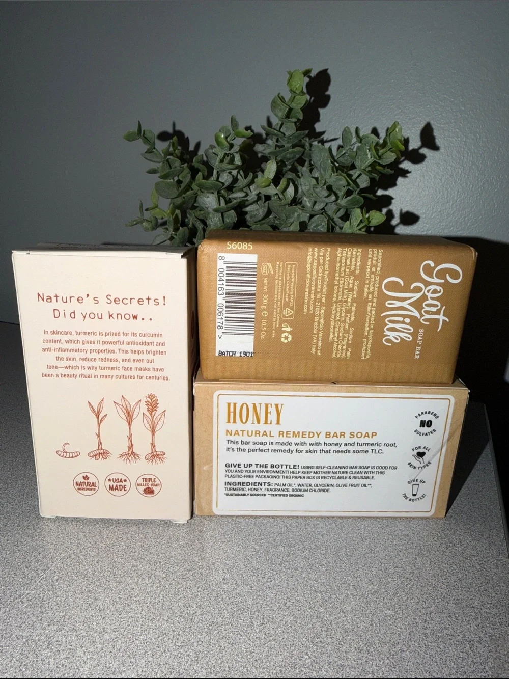NATURAL GOAT’S Milk Turmeric Honey Olive Oil Soap x 3